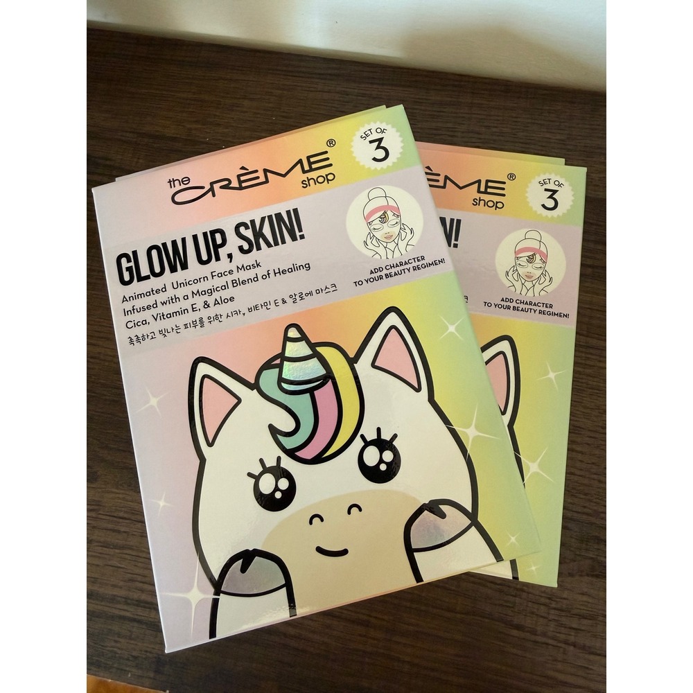 The Creme Shop Glow Up Skin Animated Unicorn Face Mask Set of 6 Cica Vitamin E